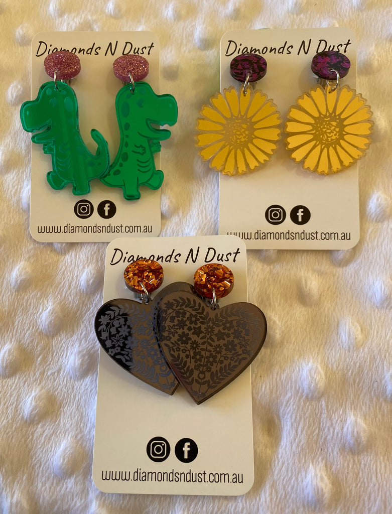 Clip on dangle earrings (3 style options)