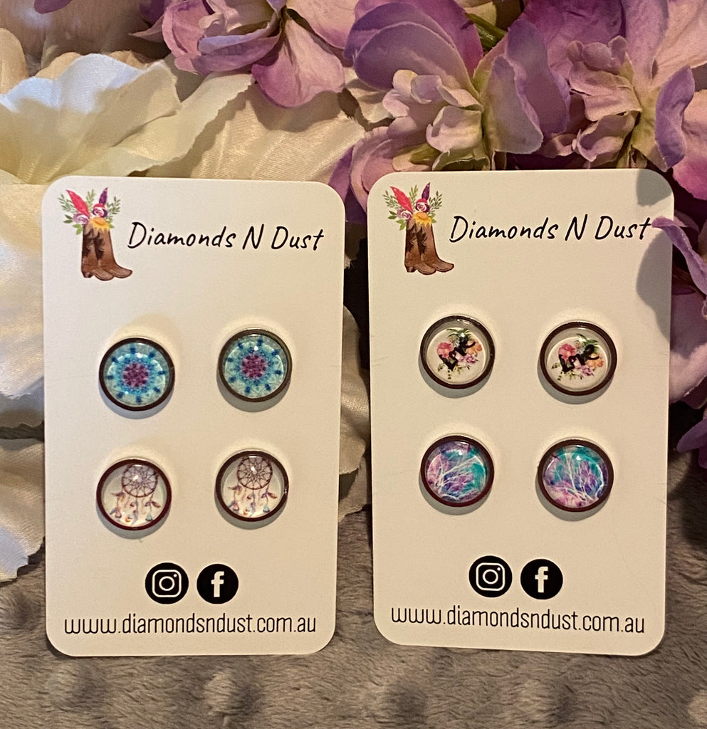 12mm glass studs double pack (2 options)
