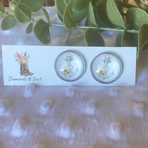 20mm Sunflower Anchor Glass Studs