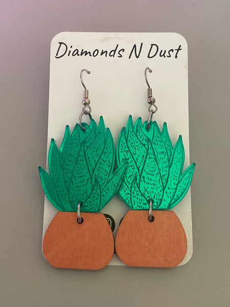 Potted Agave dangle earrings