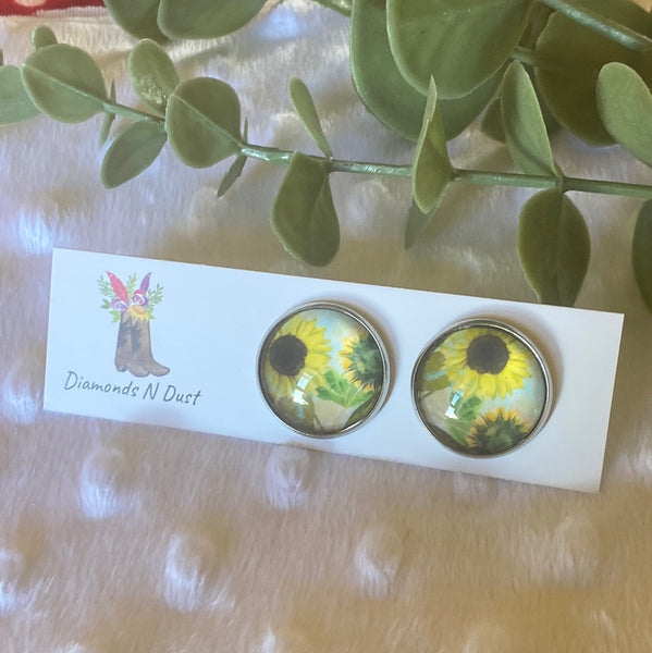 20mm Sunflower Glass Studs