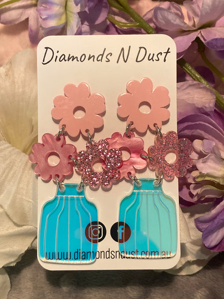 Flower Vase dangle earrings