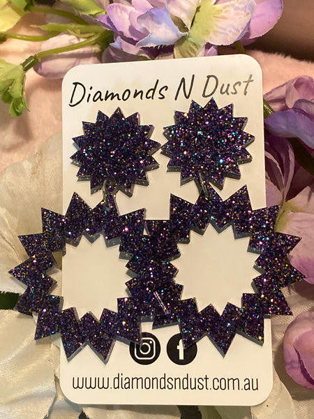 Firework Dangle Earrings Purple Mutli