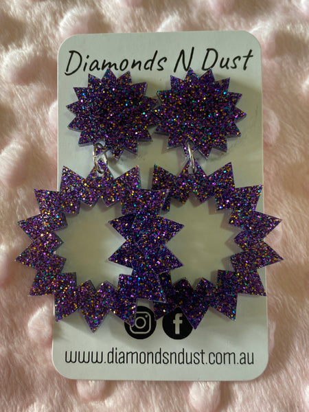 Firework Dangle Earrings Purple Mutli