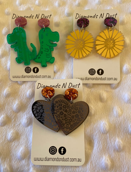 Clip on dangle earrings (3 style options)