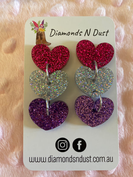 Trio Love Dangle Earrings