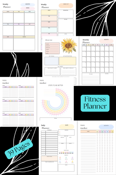 Fitness Planner Digital Download *Digital Product ONLY* (39 pages)