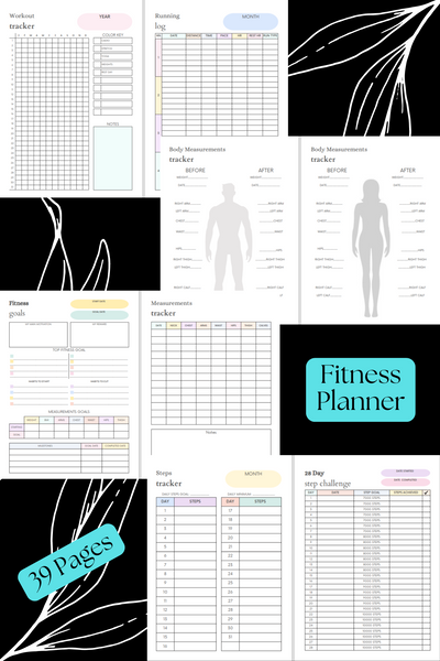 Fitness Planner Digital Download *Digital Product ONLY* (39 pages)