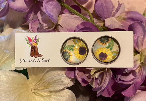 20mm Sunflower Glass Studs