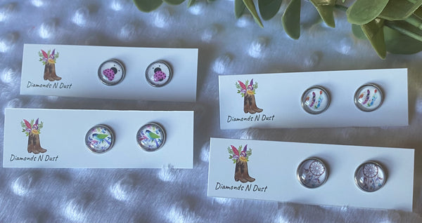 *NEW* 12mm Glass Studs (4 designs)