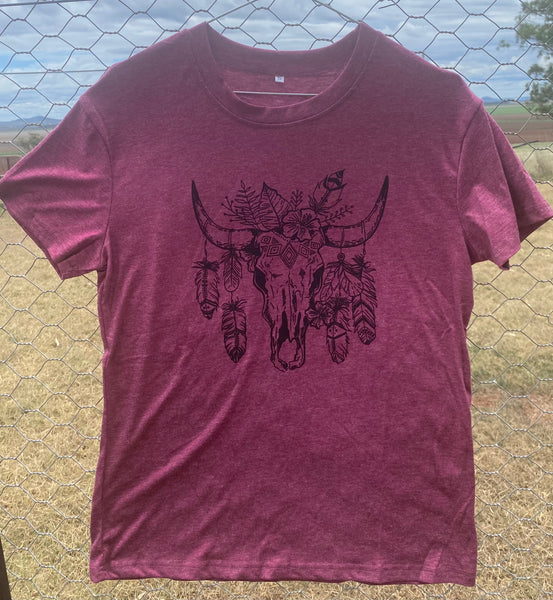 Boho Bull Skull Tee (S to XXL)