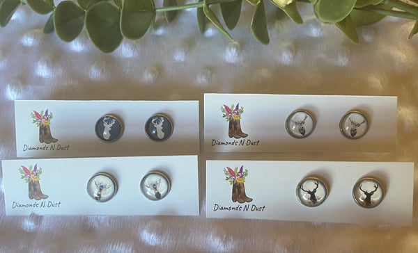 *NEW* 12mm Deer glass Studs (4 style options)