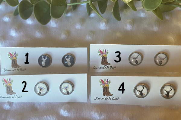 *NEW* 12mm Deer glass Studs (4 style options)