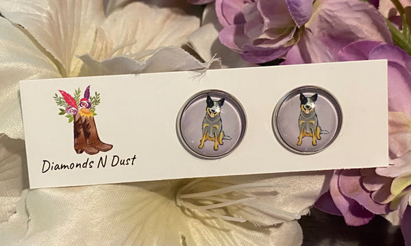 16mm Blue Cattle Dog Glass Studs
