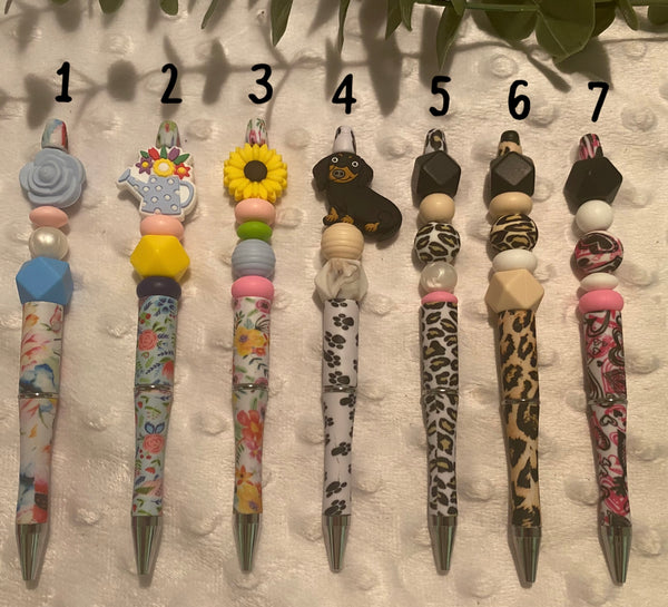 Silicone beaded Pen’s (7 styles to choose from) (black ink)