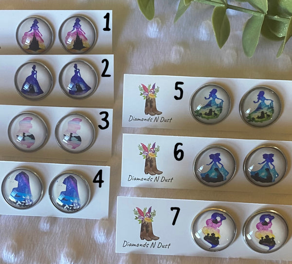 20mm Princess Glass Stud Earrings