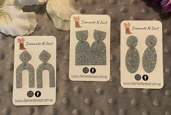 Silver Glitter Mini Dangles (3 Styles to choose from)