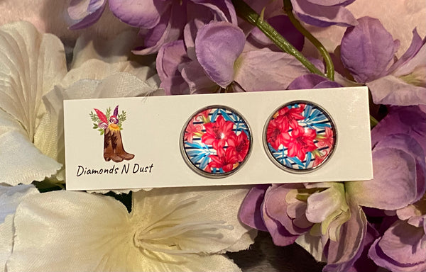 20mm Floral Glass Studs
