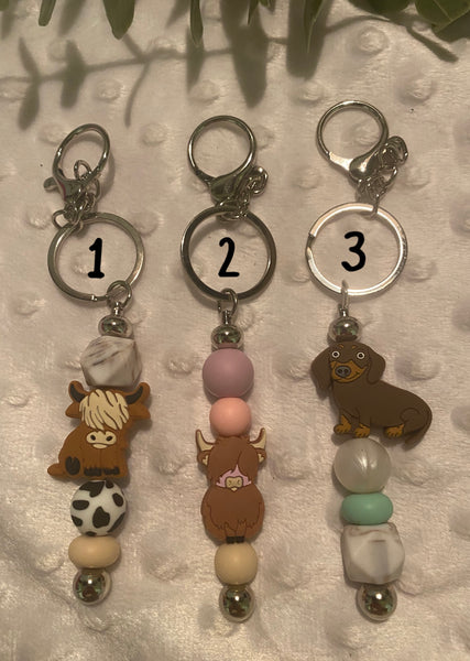 Silicone beaded keychain (3 styles to choose from)