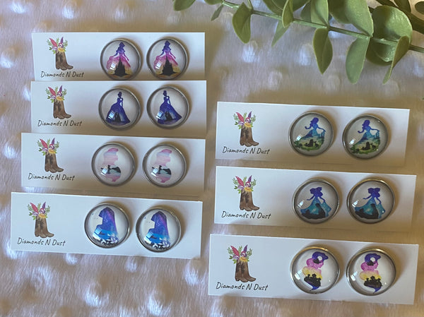20mm Princess Glass Stud Earrings