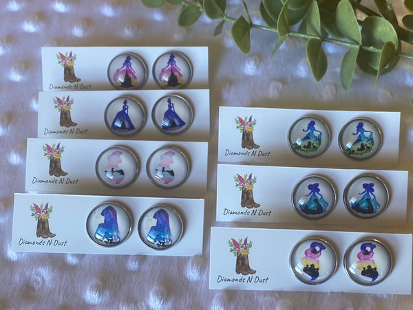 20mm Princess Glass Stud Earrings