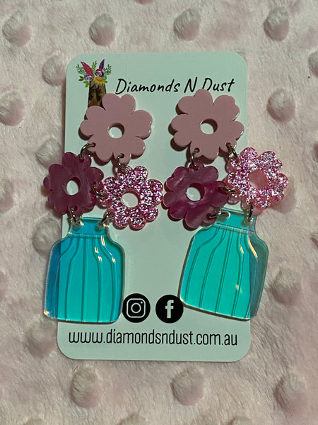 Flower Vase dangle earrings
