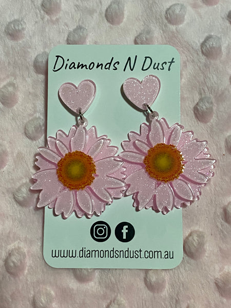 Daisy Flower dangle earrings (blue)