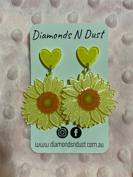 Daisy Flower dangle earrings (blue)