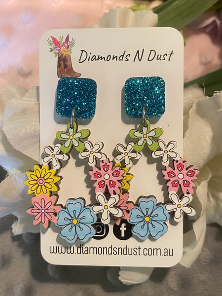Flower Teardrop Dangle Earrings