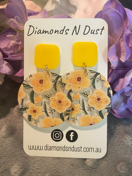 Yellow Flower Dangle Earrings