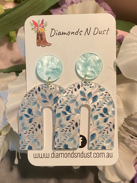 Blue Leaf Arch Dangle earrings