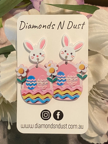 Easter Bunny Egg Dangle Earrings