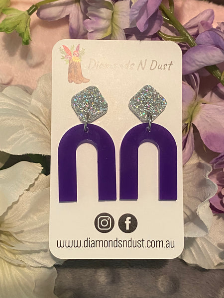 Silver Glitter & Purple Mini Dangles (3 Styles to choose from)
