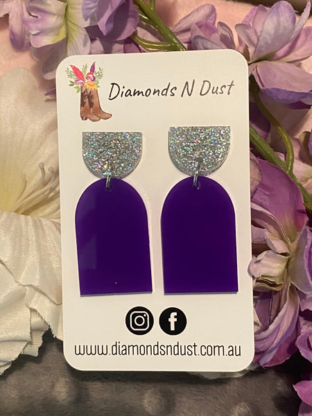 Silver Glitter & Purple Mini Dangles (3 Styles to choose from)