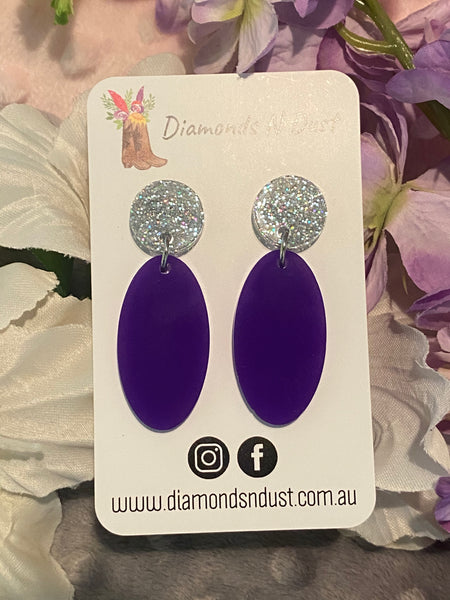 Silver Glitter & Purple Mini Dangles (3 Styles to choose from)
