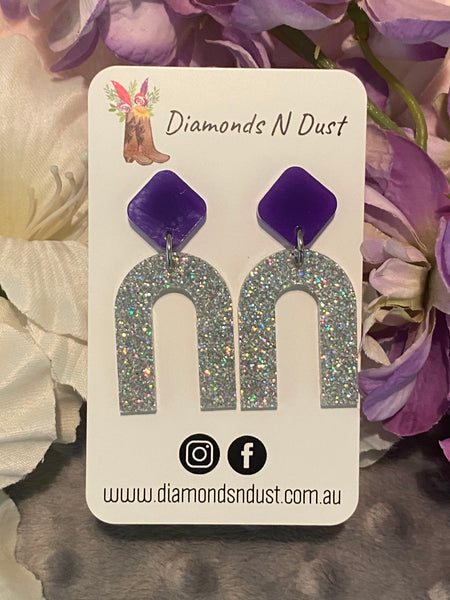 Purple & Silver Glitter Mini Dangles (3 Styles to choose from)