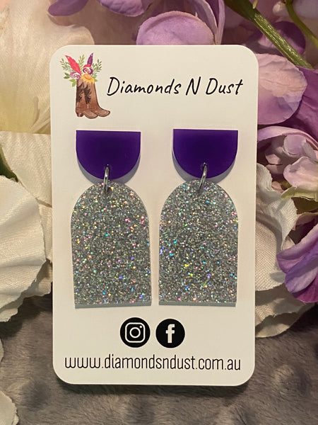 Purple & Silver Glitter Mini Dangles (3 Styles to choose from)