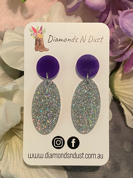 Purple & Silver Glitter Mini Dangles (3 Styles to choose from)