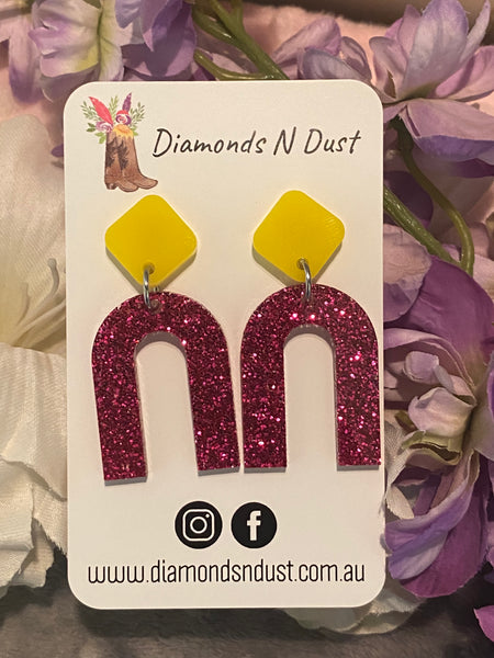 Yellow & Pink Glitter Mini Dangles (3 Styles to choose from)
