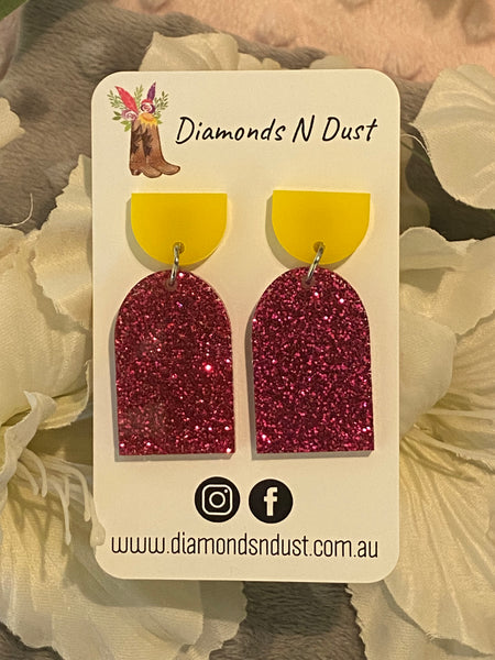 Yellow & Pink Glitter Mini Dangles (3 Styles to choose from)