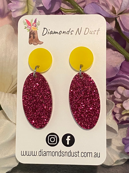 Yellow & Pink Glitter Mini Dangles (3 Styles to choose from)