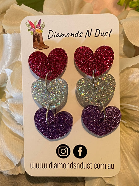 Trio Love Dangle Earrings