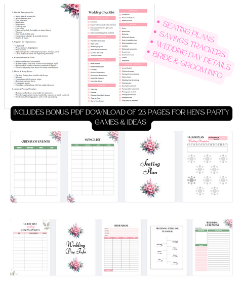 Ultimate Wedding Planner + BONUS Hen’s Party Games ideas (PDF COPY ONLY)