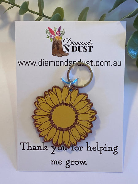 Teacher Gift - Bronze Sunflower Key ring