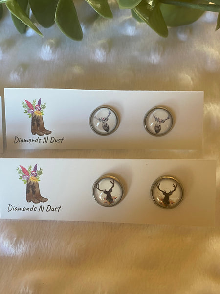 *NEW* 12mm Deer glass Studs (4 style options)