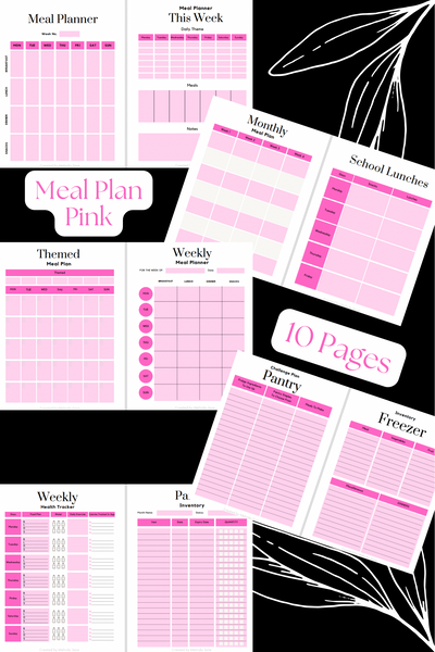Pink Meal Planner Digital Download *Digital Product ONLY* (10 pages) + BONUS Recipes