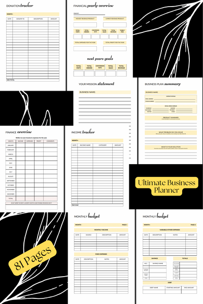 Sunflower Ultimate Digital Business Planner (80+ pages) + BONUS 2025 content planner *Digital Product ONLY*
