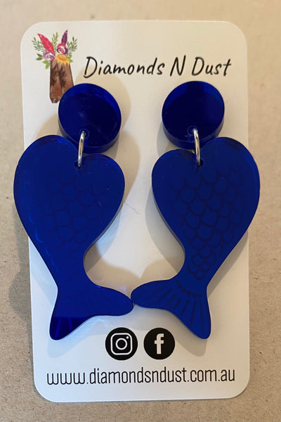 Mirror Mermaid Tail Dangle Earrings