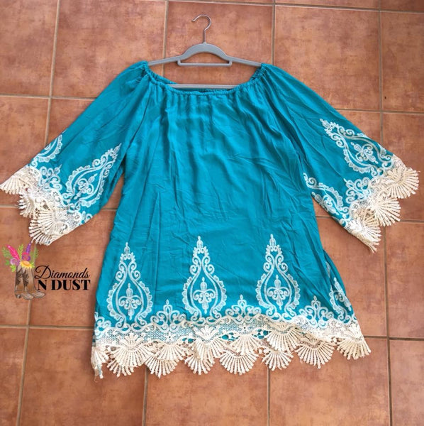 Blue Lace plus size dress (XXXL)