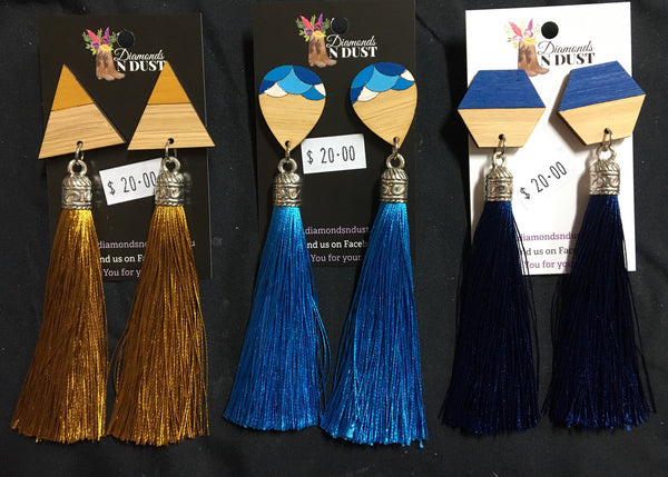 Painted Bamboo & Tassel Earrings (5 styles)